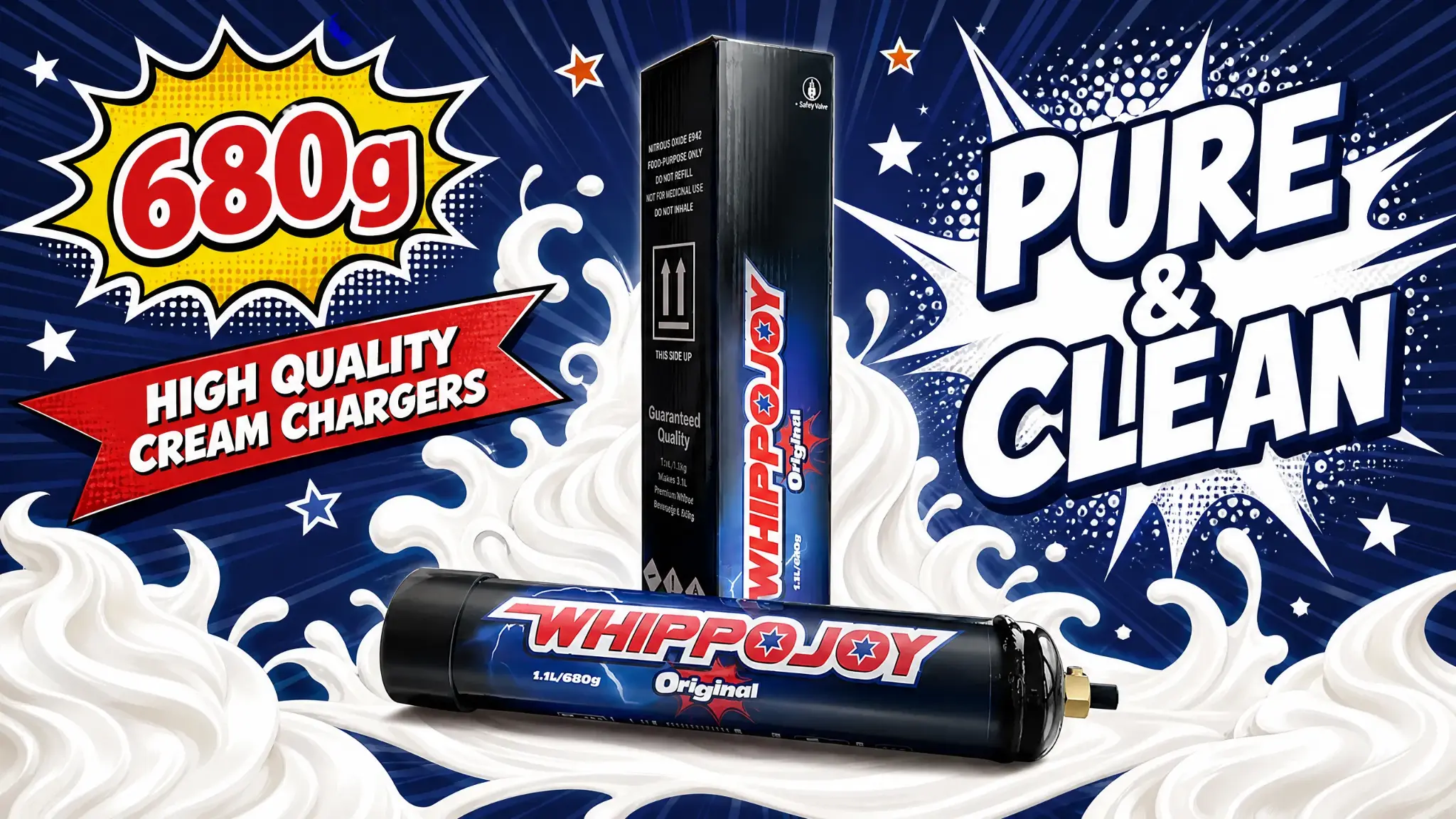 Whippojoy Original 1.1L 680g High Quality Cream Chargers - Pure & Clean